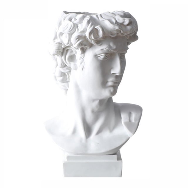 Portalápices resina David retrato estatua maquillaje cepillo almacenamiento maceta M Ehuebsd Libre de BPA