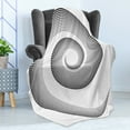 thumbnail image 4 of Spires Soft Flannel Fleece Blanket, Spiral Dimensional Curve Turns Around an Axis Rotary Parallel to Ring Center Design Image, Cozy Plush for Indoor and Outdoor Use, 60" x 80", Black, by Ambesonne, 4 of 5