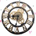 thumbnail image 2 of Horloge Murale Ronde Rétro Silencieuse Style Européen 30cm Horloge Murale Créative Chiffres Romains Silencieuse pour Décoration de Salon (Doré Sans Pile), 2 of 8