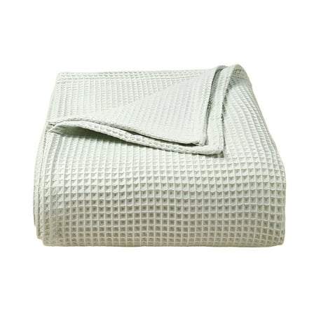 AUQ Gray Cotton Waffle Bed Blanket,Queen-Lightweight,Breathable