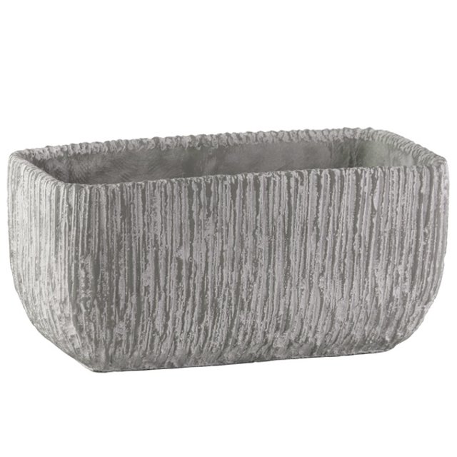 Creuset Rectangulaire en Finition de Ciment Brossé avec Fond Conique, Gris Clair
