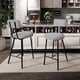 thumbnail image 1 of Set of 2 moderno forrado bar stools - counter height sillas con round seat, back y footrest para kitchen island, dining room o pub (gris), 1 of 8