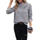 thumbnail image 2 of Camisas de Larga para Mujer, Conjuntos de Otoño, Camisetas con Cuello en V, Blusas Tipo Túnica con Botones, Ropa de Moda Gris L, 2 of 10