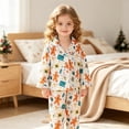 thumbnail image 2 of Enyan Toddler Girl Christmas Clothes Cute Cartoon Print Button Up Shirt Top Pants Set for Loungewear Casualwear, 2 of 6
