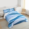 thumbnail image 3 of Castle Fairy Gradient Blue Stripes Twin Comforter Sets for Adults,Lines Bedding Set, 3 of 8