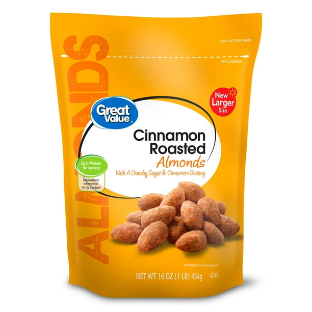 Great Value Cinnamon Roasted Almonds, 16 oz