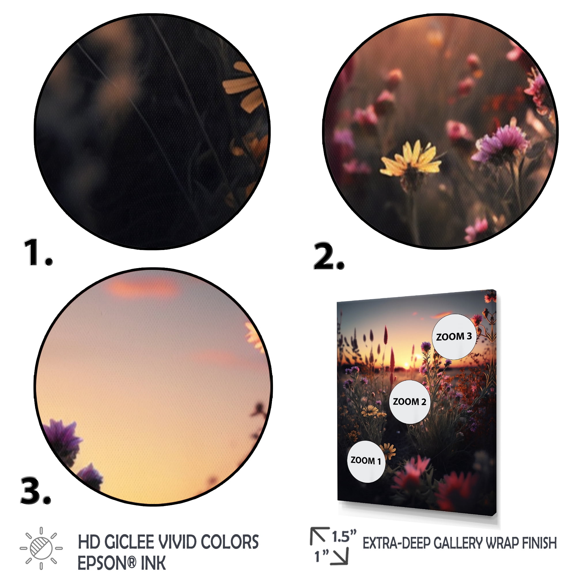 Designart Sunset Field Of Flowers I Canvas Wall Art