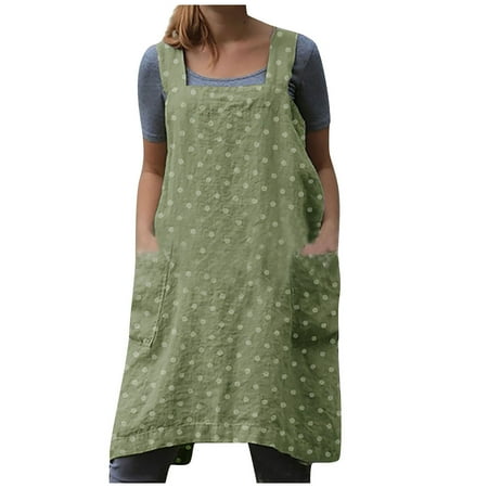 

amousa Women Cotton Linen Pinafore Square Cross Apron Garden Work Pinafore Dress womens dresses