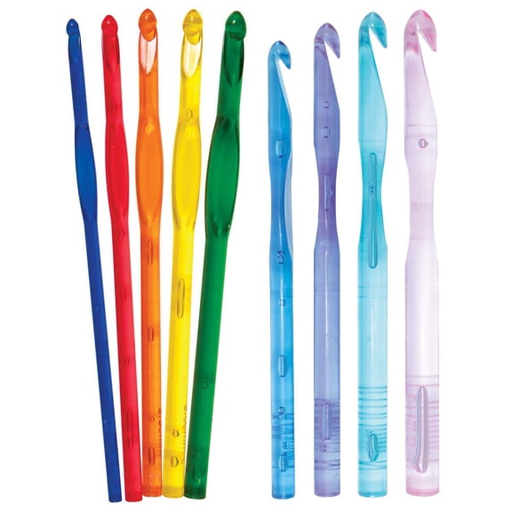 Susan Bates® Crystalites 9-Piece Set (G-6, H-8, I-9, J-10, K-10.5, L-11, M-13, N-15, P-16) Crochet Hooks