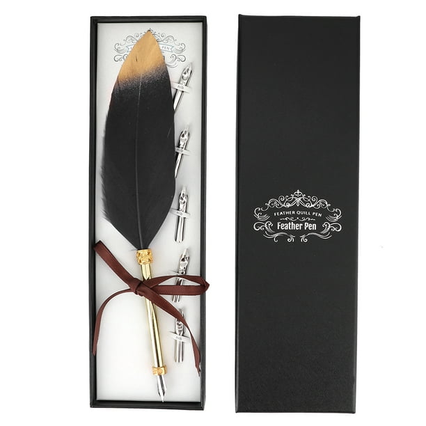 Pluma de pluma, kit de pluma de pluma de estilo clásico retro Caja de regalo de pluma Aspecto llamativo