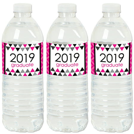 Pink Grad - Best is Yet to Come - 2019 Pink Graduation Party Water Bottle Sticker Labels - Set of