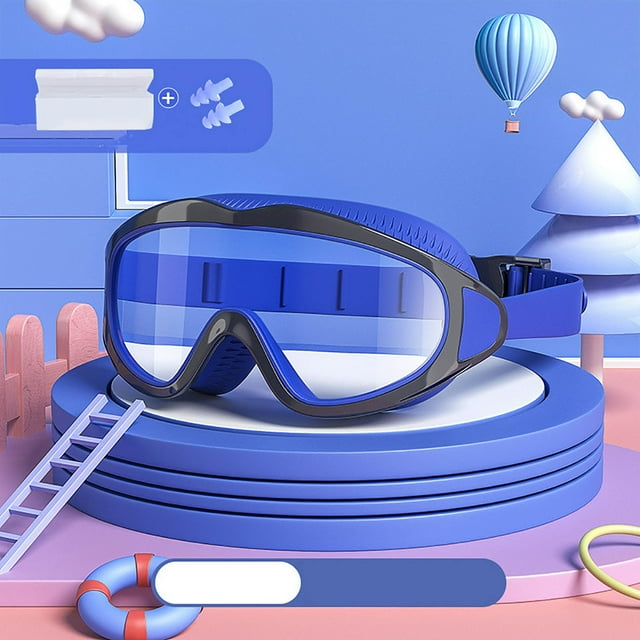 Lunettes de Natation pour Enfants / Grandes Lunettes de Natation pour Garçons et Filles / Protection UV Imperméable / Anti-Buée Vue Grand Claire / Sangle Réglable / Âges 6-14 / Ajustement Confortable Lunettes de Natation
