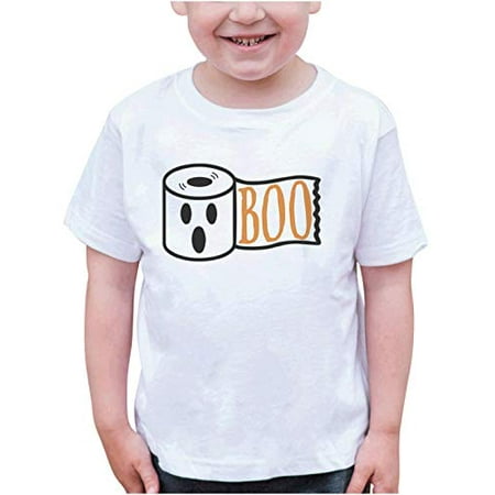 

7 ate 9 Apparel Kids Funny Toilet Paper Ghost Halloween Quarantine T-Shirt White