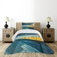thumbnail image 4 of Ambesonne Yellow and Blue Quilted Bedspread Set 2 Pcs, Old Tram City, Twin Size, Slate Blue, 4 of 5
