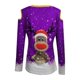 thumbnail image 5 of Pntutb Mujeres Moda Navidad Elk Imprimir Sexy fuera del hombro top Trompeta Camiseta de manga larga Pntutb Pntutb-5174, 5 of 5