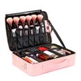 thumbnail image 1 of Caja de maquillaje cosmético profesional, caja de accesorios, caja de herramientas (tamaño medio, rosa 37 * 27 * 11cm), 1 of 5