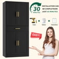 thumbnail image 3 of CJFHJ Black Metal Pantry Cabinet 71 Inch Tall with 2 Adjustable Shelves and 1 Drawer, 3 of 11