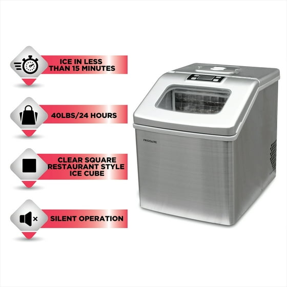 Frigidaire 40 Lbs Countertop Clear Square Ice Maker Stainless Steel Frigidaire 40 Lbs Countertop Clear Square Ice Maker Stainless Steel Com