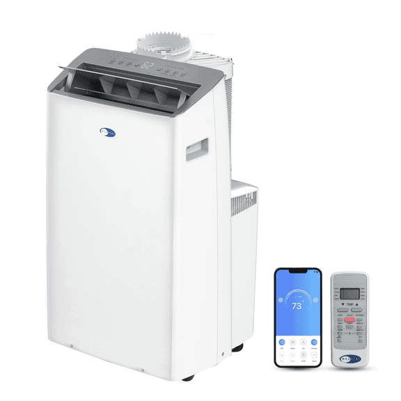 Whynter ARC-1230WNH Smart Wi-Fi Portable Air Conditioner Inverter Dual Hose, 14,000 BTU ASHRAE/12,000 BTU SACC, 600 Sq Ft, Heater, Dehumidifier & Fan