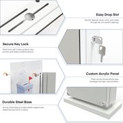 Pochar Large Ballot Box With Slot and Lock - Metal Wall Mounted Suggestion Box, Donation Box, Safe Lock Tip Jar For Fundraising, Hotel, Bar and School Voting Use (White, 10'' x 4.75'' x 12.5'')
