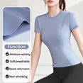 thumbnail image 5 of Women's 4 Pack Yoga Tops Slim Short Sleeve Crew Neck Breathable Sports Workout Shirts, 5 of 10