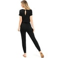 thumbnail image 4 of Pink Ice Women's Juniors Stretchy Short Sleeve Slim Fit Jumpsuit USA Made (Black, L), 4 of 4
