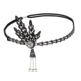 thumbnail image 3 of 1920 Great Headband Crystal Charleston Prom nupcial - Negro, Jinwen Diadema Flapper de los años 20, 3 of 8