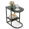 thumbnail image 1 of Gymax C-Shaped Side Table Compact 2-tier Storage End Table for Small Space Black, 1 of 9
