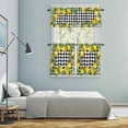 thumbnail image 6 of Summer Lemon Kitchen Curtains Valances and Tiers Set of 3 Watercolor White Floral Flower Farmhouse Black White Plaid Tier Curtains and Valance with Rod Pocket for Small Windows, 27.5"x24", 6 of 9