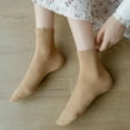 thumbnail image 3 of Women Cute Ruffle Frilly Turn Cuff Ankle Socks Scalloped Pointelle Solid Casual Crew Socks 4 Pairs, 3 of 7