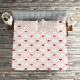 thumbnail image 2 of Ambesonne Romance Quilted Coverlet 3 Pcs, Hearts Love Antique, King Size, Red Rose White, 2 of 2