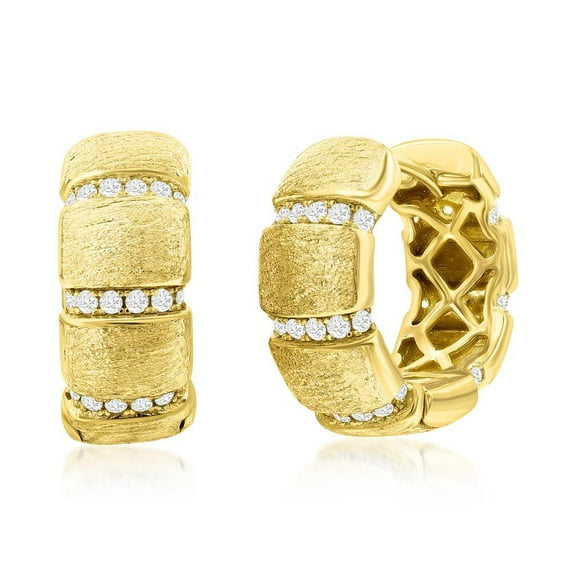 Beaux Bijoux Gold Plated 20mm Hoop Earrings for Women in Sterling Silver - Fine Jewelry for Women - Hypoallergenic Brushed Earrings for Her