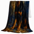 thumbnail image 2 of Rottweiler Dog Portrait With Navy Gold Abstract Background Dignified Painterly Art Flannel Blanket For Dog Fans, Soft Cozy Home Decor For Bedroom Living Room Birthday Gift, 2 of 9