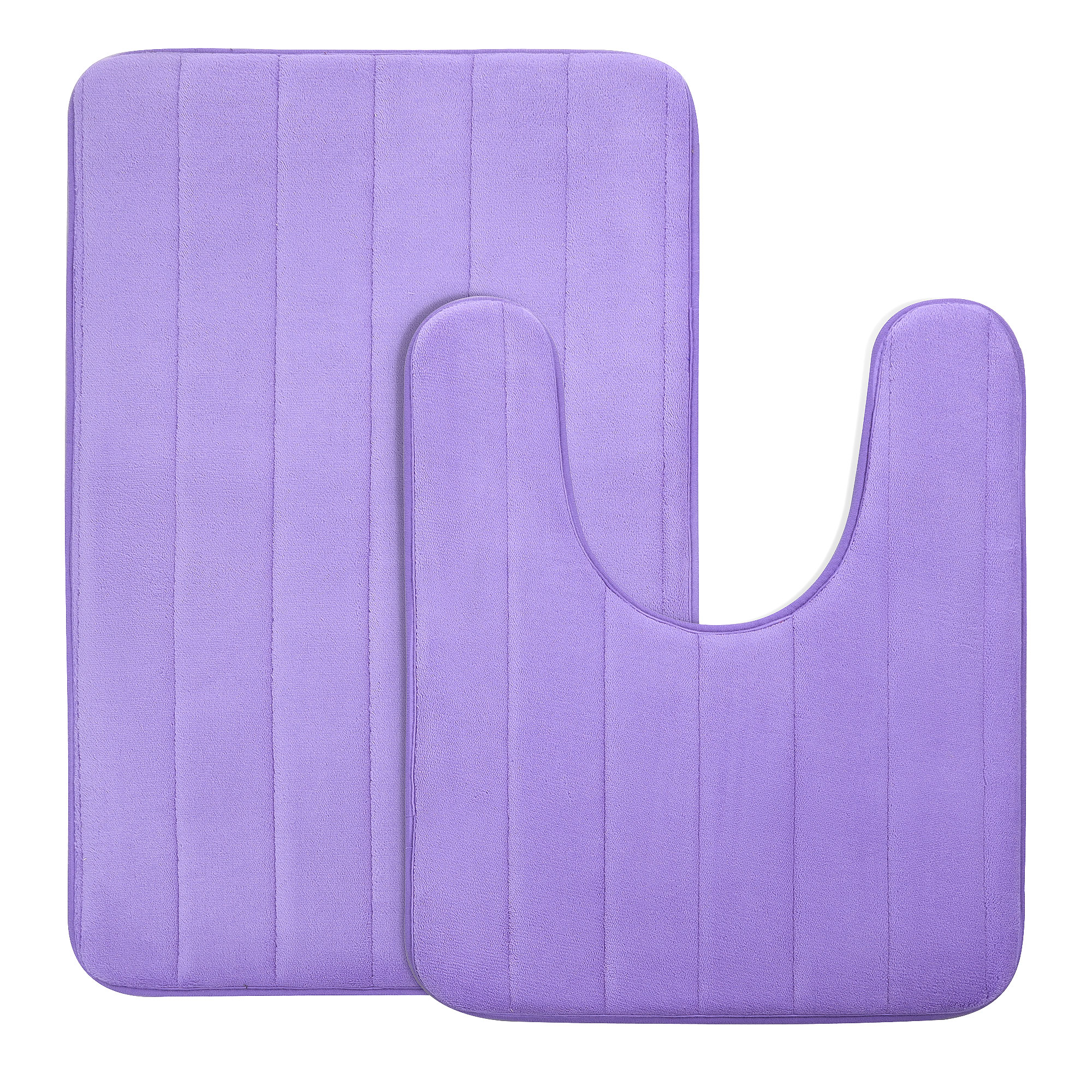 2Pack Memory Foam Nonslip Washable Bath Toilet Pads Mats Rug Purple
