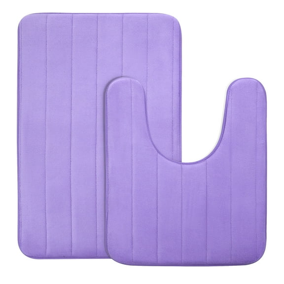 Unique Bargains 2-Pack Memory Foam Non-slip Washable Bath Toilet Pads Mats Rug Purple 32"x20"