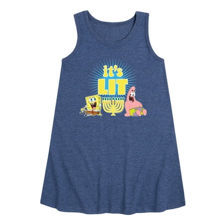 

SpongeBob SquarePants - It s Lit Hanukkah - Toddler and Youth Girls A-line Dress