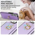 thumbnail image 2 of Allytech Galaxy S21 Case Cover Wallet, PU Leather with Ring Holder Stand Protective Shockproof Slim Fit Shell Phone Case Cover for Samsung Galaxy S21 - Purple, 2 of 8