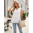 thumbnail image 2 of DARING DIVA Women's Chiffon V Neck Double Layer Flowy Tunic Shirts L White, 2 of 8
