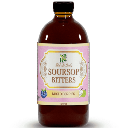 Herb To Body Soursop Bitters Mixed Berries Liquid Herbal Supplement, Great-Tasting, Herbal Based Wellness Formula | 16 fl oz