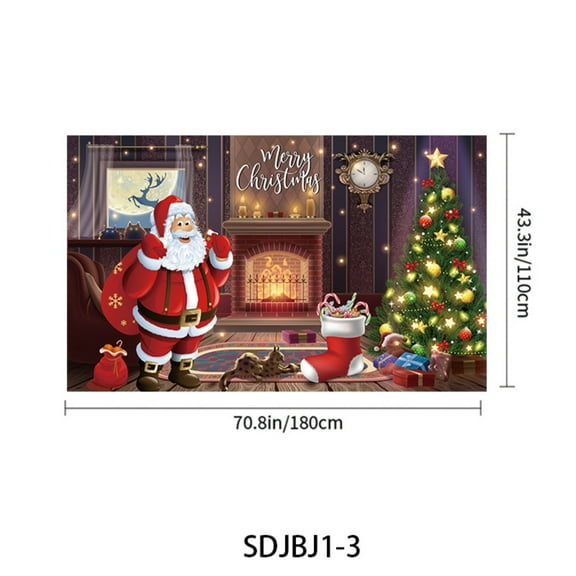 Christmas Santa Claus Banner Large Merry Xmas Door Cover Backdrop Decor Holiday Fabric Background Banner New Year Party Decorations Supplies