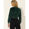 thumbnail image 4 of Abrigos Allegra K chaqueta de bombardero de piel sintética con cremallera de manga larga Verde oscuro L, 4 of 5