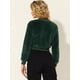 thumbnail image 4 of Abrigos esponjosos de invierno para mujer Chaqueta de bombardero de piel sintética con cremallera de manga larga Verde oscuro M, 4 of 5