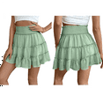 thumbnail image 3 of Womens Summer Flowy High Waist Ruffle Casual Cute Boho Beach Short Skirts Built-in Shorts Light Green XL, 3 of 7