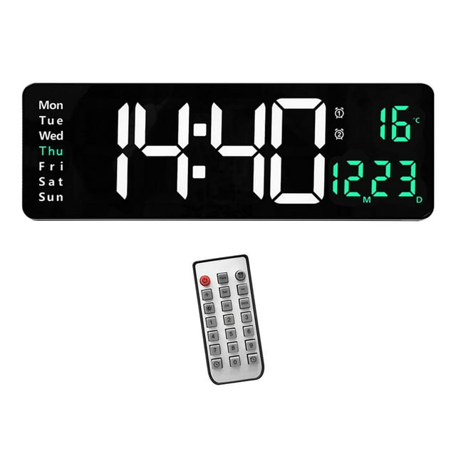 Reloj de pared digital Sunnimix LED 15 USB control remoto Verde