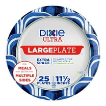 Dixie Ultra, Large Paper Plates, 11 Inch, 25 Count, 3X Stronger*, Heavy Duty, Microwave-Safe, Soak-Proof, Cut Resistant, Great for Heavy, Messy Meals IFF17