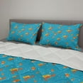 thumbnail image 2 of Hermit Crab Comforter & Sham Bedding Set, Sea Animals Theme with Seashells and Bubbles, 3 pcs Duvet Set Microfiber Filling Quilt, 5 Sizes, Deep Sky Blue Amber, by Ambesonne, 2 of 4