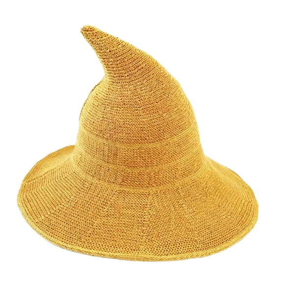 IAJDKMEK Foldable Knit Pointed Witch Hat – Halloween Costumes Wizard Hat Beanie Thickened Costume Cap Party