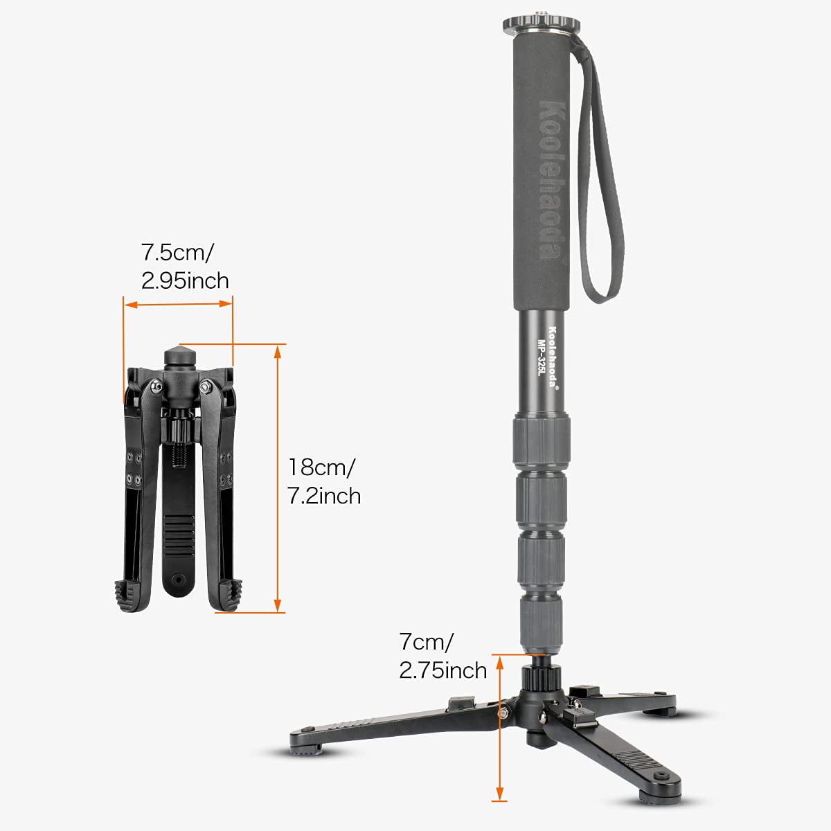 Koolehaoda Mini Tripod,Universal 3 Legs Monopod Base Stand Tripod Support With 3/8" Screw For Monopods Ballhead - KM3
