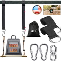 3 FT Universal Swing Hanging Straps, Heavy Duty 2-Inch Wide Tree Saver Straps with Carabiners, 5500 LB Capacity for Hammock, Porch Swing & Outdoor Use