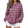 thumbnail image 5 of MYAOYI Womens Oversized Striped Sweater Crew Neck Drop Shoulder Knit, 5 of 8